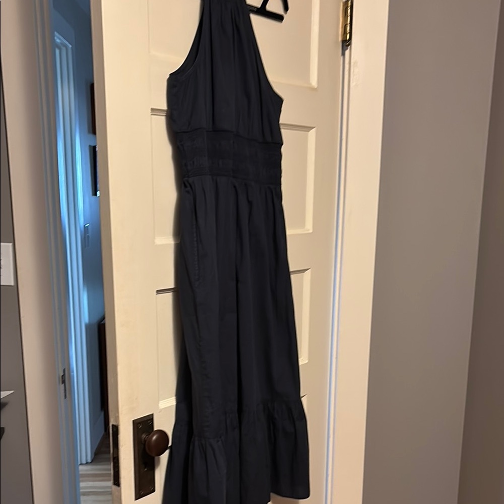 Navy Blue Cotton Sleeveless Dress